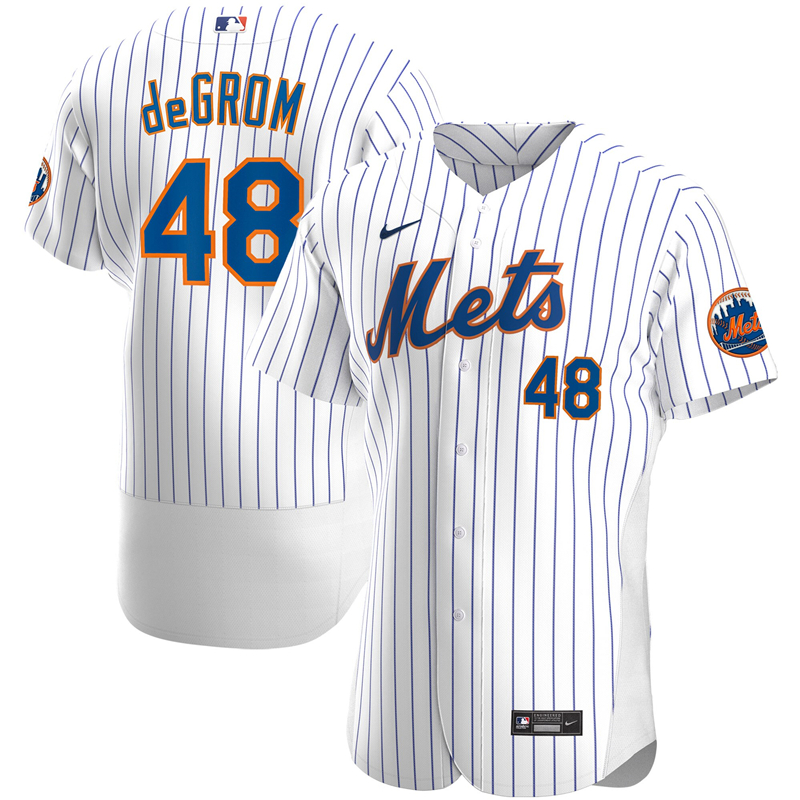 2020 MLB Men New York Mets #48 Jacob deGrom Nike White Home 2020 Authentic Player Jersey 1->customized mlb jersey->Custom Jersey
